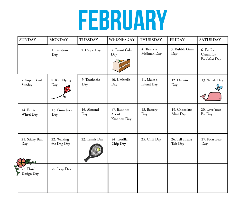 The Kirkwood Call Fun national holiday calendar: February