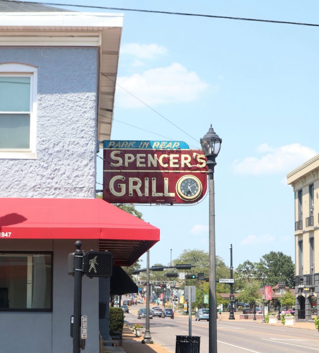 View of Spencer's Grill from 223 S. Kirkwood Rd, where the restaurant has sat for over 77 years