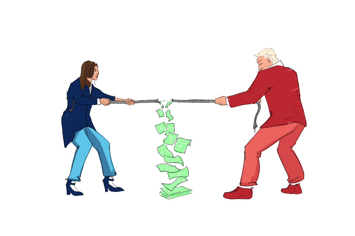 A game of tug of war between former President Donald Trump and current Vice President Kamala Harris over what to do with minimum wage 