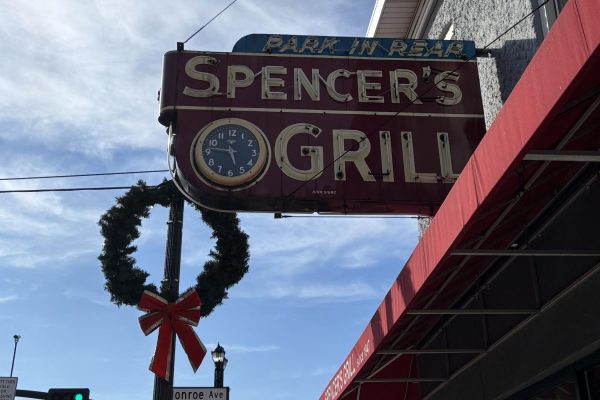 The clock on the Spencer's Grill sign is a Route 66 historical landmark, according to the City of Kirkwood.