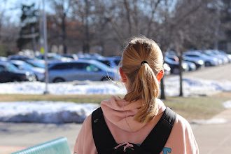 Maggie Cannon walks out into the KHS parking lot.